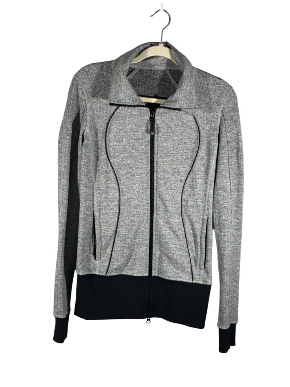 Lululemon Nice Asana Jacket Herringbone Black Heathered Size 6 Full-Zip Womens